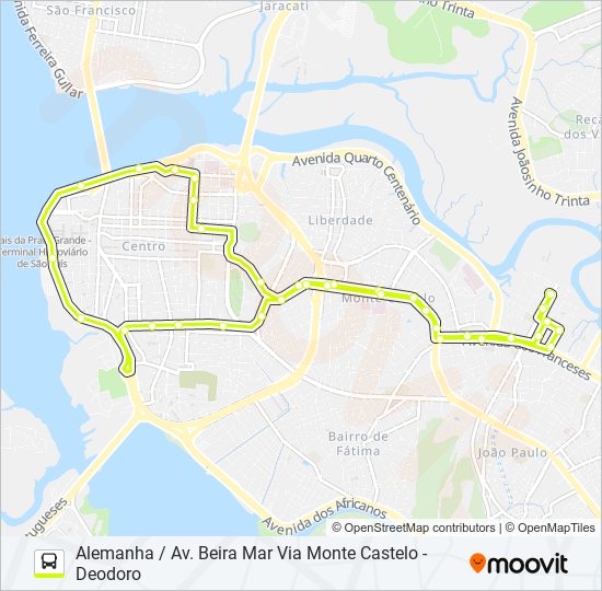 Mapa da linha 204 ALEMANHA / DEODORO de ônibus