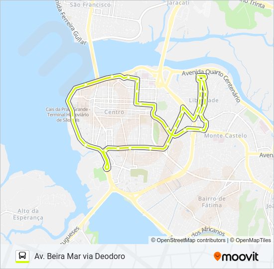 Mapa da linha 206 LIBERDADE / DEODORO de ônibus