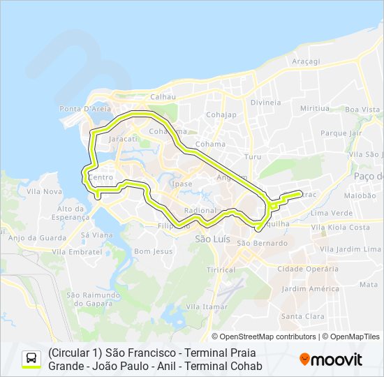 Mapa da linha T215 COHATRAC (CORUJÃO) de ônibus