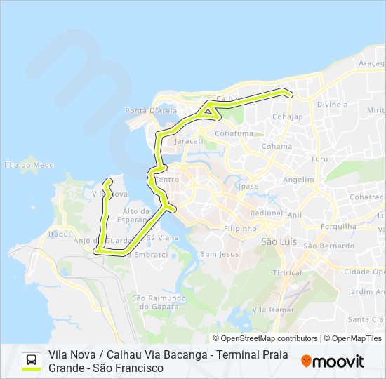 Mapa da linha T408 VILA NOVA / CALHAU de ônibus