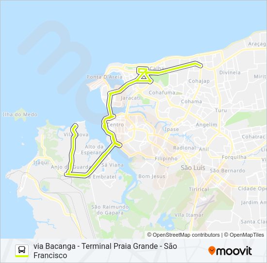 Mapa da linha T408 VILA NOVA / CALHAU de ônibus