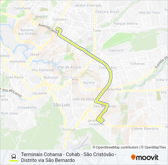 Mapa da linha T090 TERMINAIS VIA BR-135 de ônibus