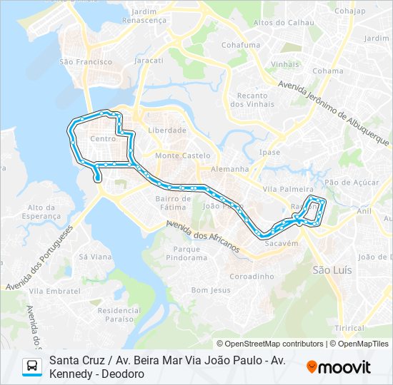 Mapa da linha 605 VERA CRUZ / SANTA CRUZ de ônibus