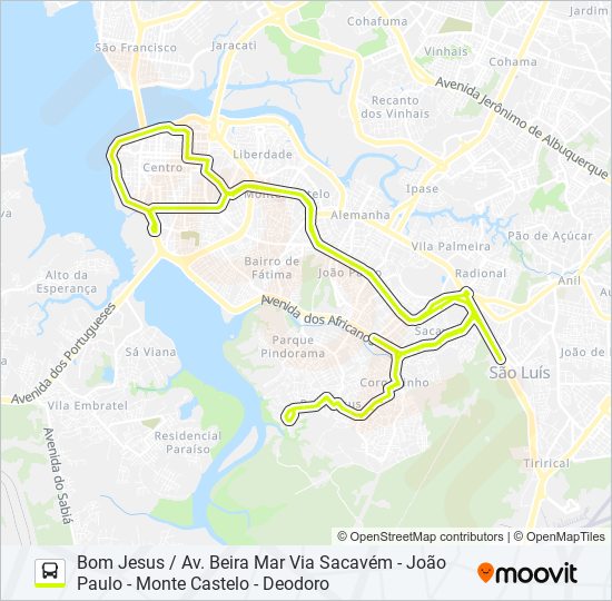 Mapa da linha 612 COROADINHO / BOM JESUS de ônibus