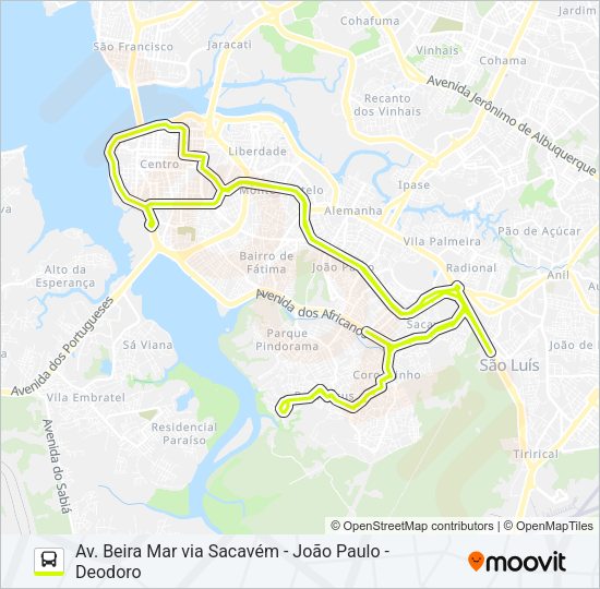 Mapa da linha 612 COROADINHO / BOM JESUS de ônibus