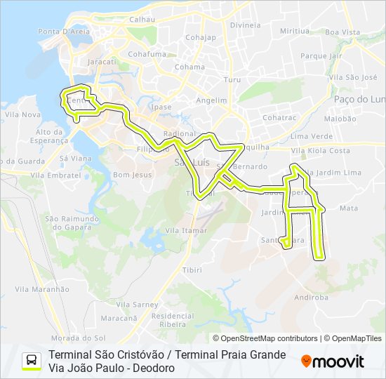 Mapa da linha T345 SANTA CLARA (CORUJÃO) de ônibus