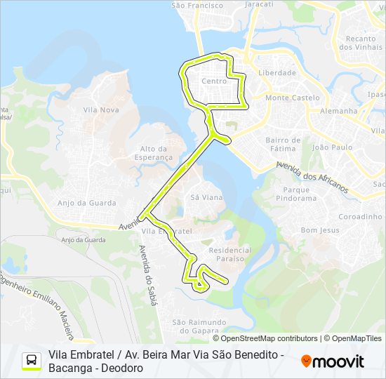 314 VILA EMBRATEL / DEODORO bus Line Map