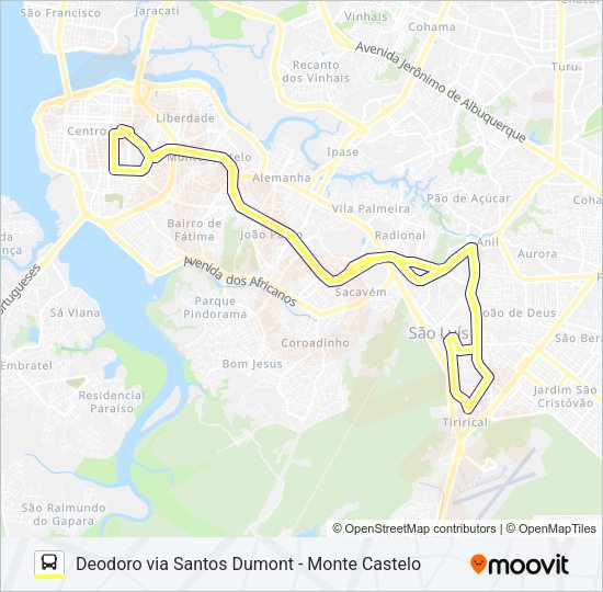 Mapa da linha 913 VILA LOBÃO / JOÃO PAULO de ônibus