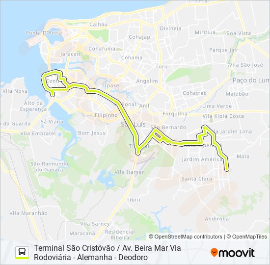 Mapa da linha T062 SOCORRÃO 2 / RODOVIÁRIA de ônibus