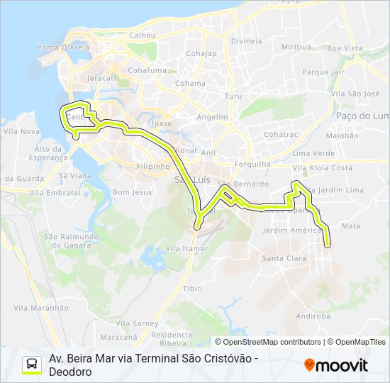 Mapa da linha T062 SOCORRÃO 2 / RODOVIÁRIA de ônibus