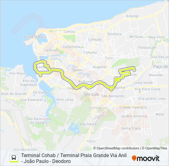 Mapa da linha T084 COHATRAC 4 / JOÃO PAULO de ônibus