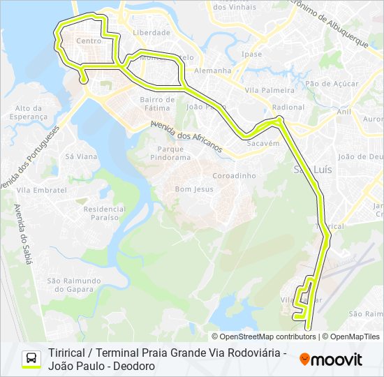 Mapa da linha T020 VILA ITAMAR / RODOVIÁRIA de ônibus