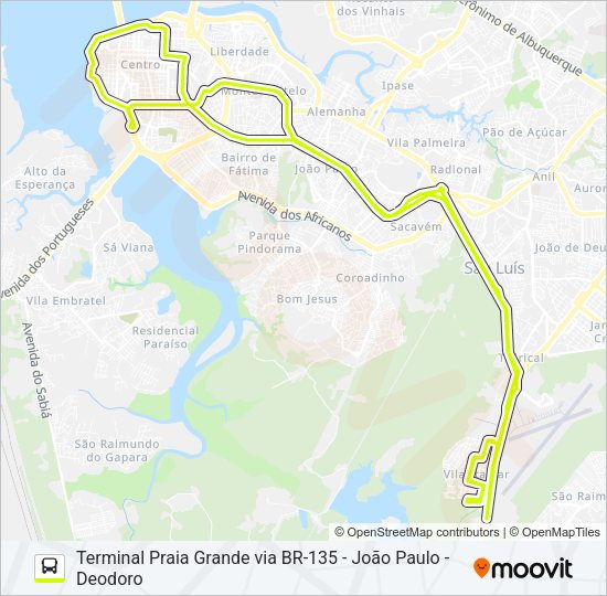 Mapa da linha T020 VILA ITAMAR / RODOVIÁRIA de ônibus