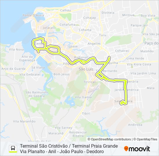 Mapa da linha T061 SANTA CLARA / JOÃO PAULO de ônibus