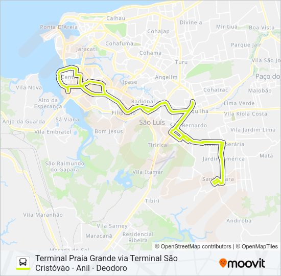 Mapa da linha T061 SANTA CLARA / JOÃO PAULO de ônibus