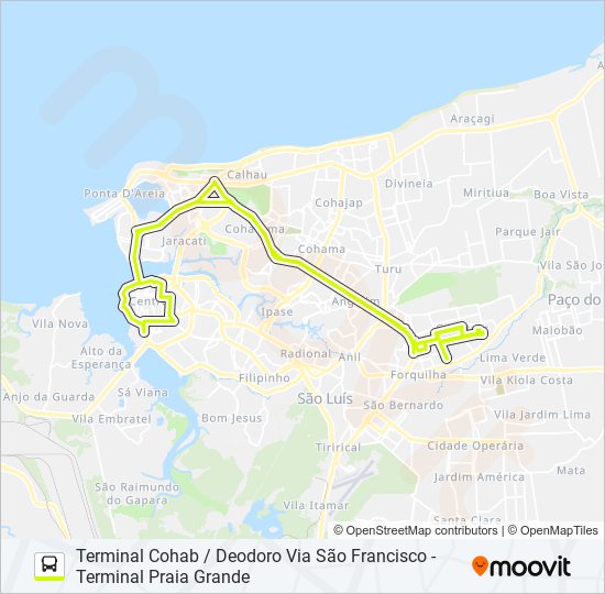Mapa da linha T086 COHATRAC / SÃO FRANCISCO de ônibus