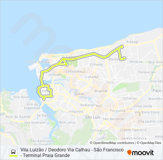 Mapa da linha T720 VILA LUIZÃO / HOLANDESES de ônibus