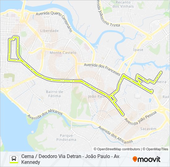 Mapa da linha 610 CEMA / DETRAN / JOÃO PAULO de ônibus