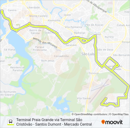 Mapa da linha T067 SÃO RAIMUNDO / JOÃO PAULO de ônibus