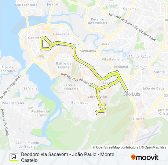 Mapa da linha 617 COROADINHO / VILA CONCEIÇÃO de ônibus
