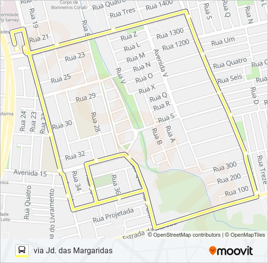 Mapa da linha A095 FORQUILHA / TERMINAL COHAB de ônibus