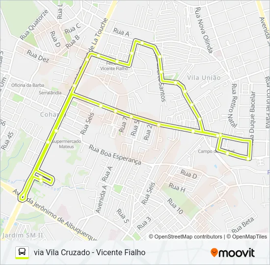 A557 ARIRIZAL / TERMINAL COHAMA Bus Line Map