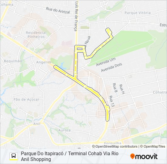 Mapa da linha A897 IPEM TURU / TERMINAL COHAB de ônibus