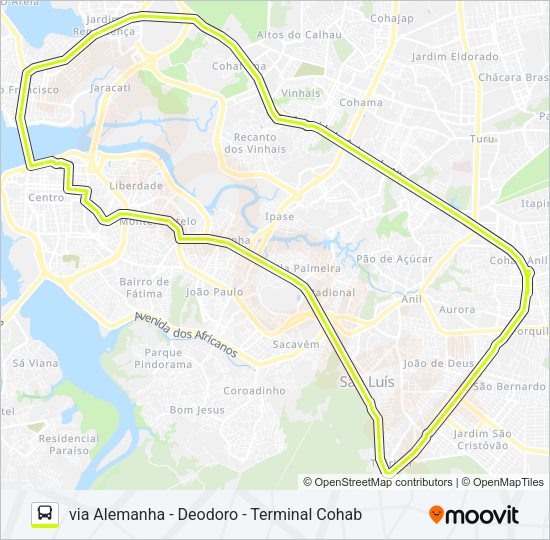 Mapa da linha C080 RODOVIÁRIA / SÃO FRANCISCO de ônibus