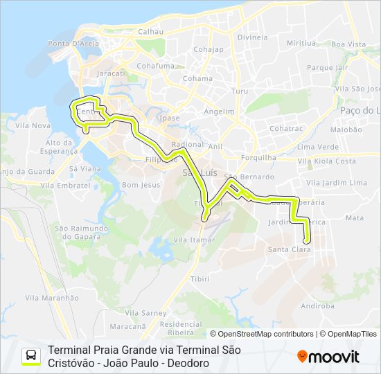 Mapa da linha T071 JANAÍNA - RIOD / AFRICANOS de ônibus
