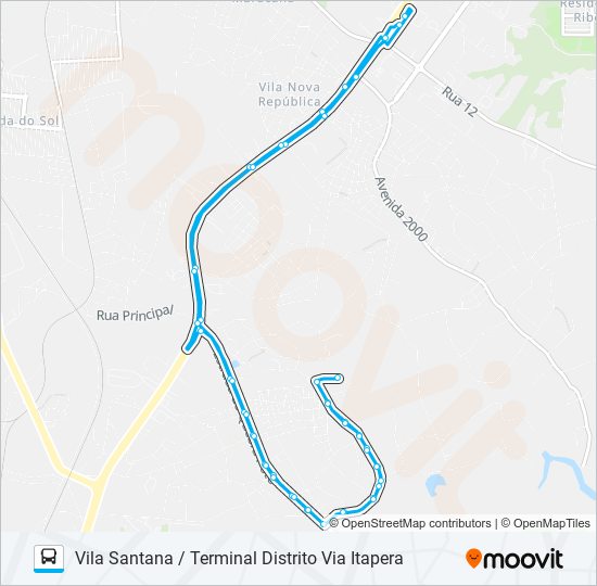 Mapa da linha A332 ITAPERA / TERMINAL DISTRITO de ônibus