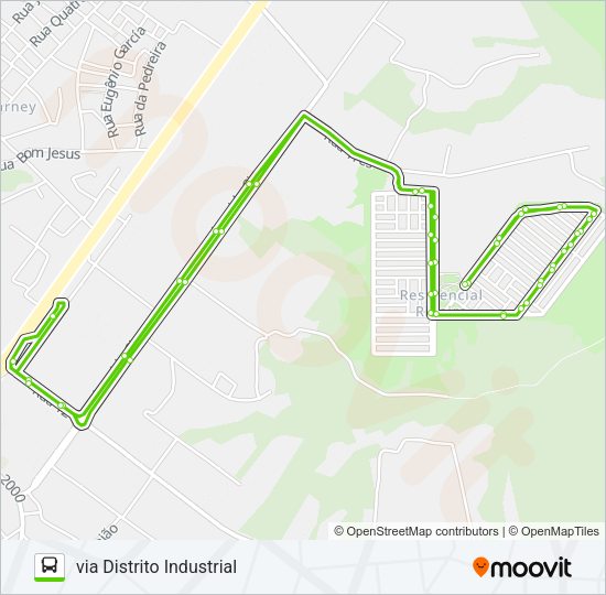 Mapa da linha A350 RIBEIRA / TERMINAL DISTRITO de ônibus