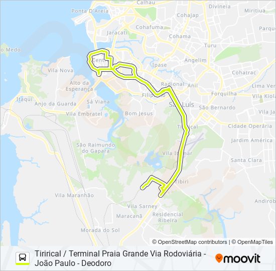 Mapa da linha T074 VILA ESPERANÇA / RODOVIÁRIA de ônibus