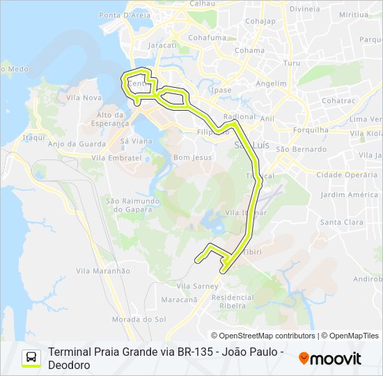 Mapa da linha T074 VILA ESPERANÇA / RODOVIÁRIA de ônibus