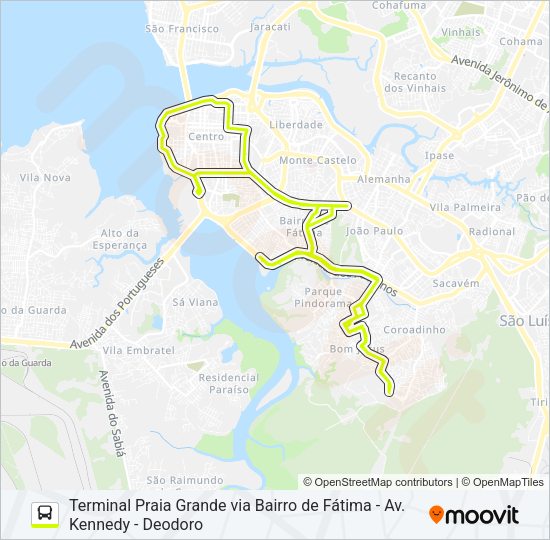 Mapa da linha T609 PARQUE TIMBIRAS / BOM JESUS de ônibus