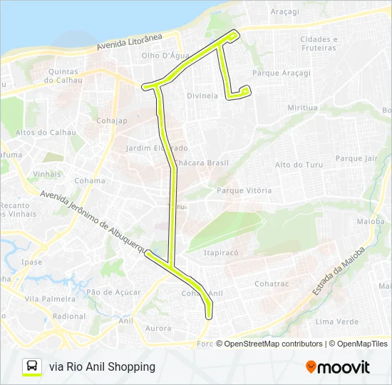 A893 VILA LUIZÃO / TERMINAL COHAB Bus Line Map