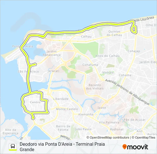 T435 CALHAU / LITORÂNEA (CORUJÃO) Bus Line Map