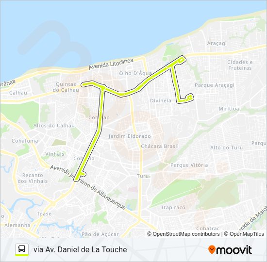 Mapa da linha A711 VILA LUIZÃO / TERMINAL COHAMA de ônibus
