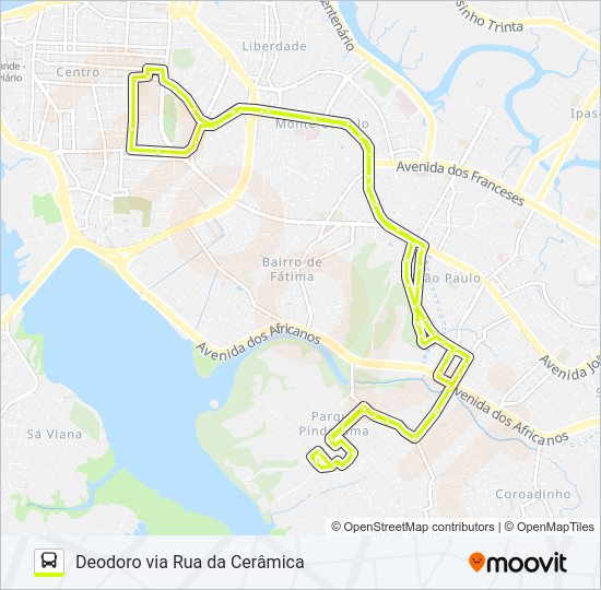 Mapa da linha 212 VILA DOS NOBRES / MONTE CASTELO de ônibus