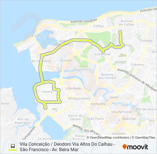 Mapa da linha 406 ALTOS DO CALHAU / SÃO FRANCISCO de ônibus