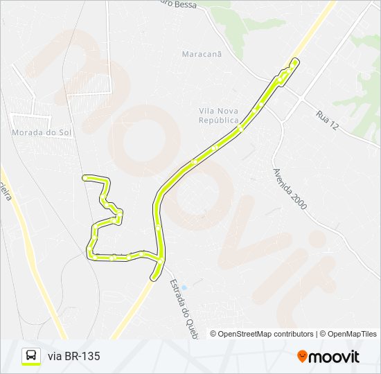 Mapa da linha A335 RIO GRANDE / TERMINAL DISTRITO de ônibus