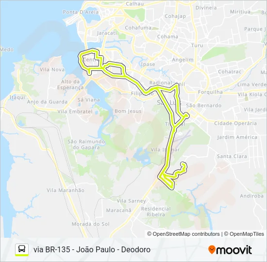 T073 TIBIRI / TERMINAL PRAIA GRANDE Bus Line Map