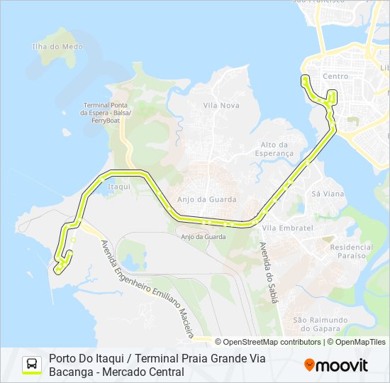 T302 ITAQUI / TERMINAL PRAIA GRANDE bus Line Map