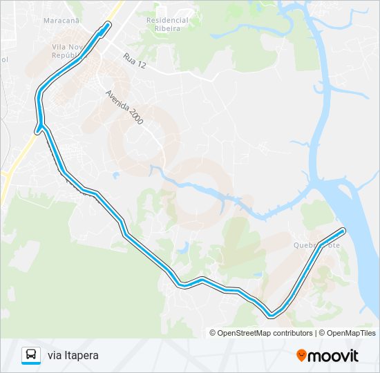 Mapa da linha A342 QUEBRA POTE / TERMINAL DISTRITO de ônibus