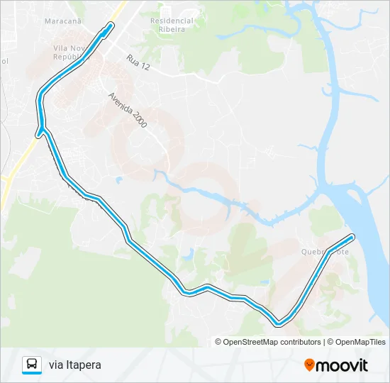 A342 QUEBRA POTE / TERMINAL DISTRITO Bus Line Map