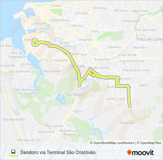 Mapa da linha T079 CIDADE OLÍMPICA 01 / RODOVIÁRIA de ônibus