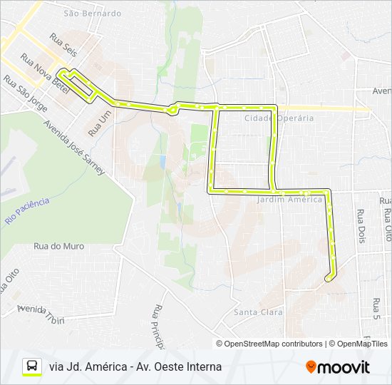 Mapa da linha A661 JANAÍNA / TERMINAL SÃO CRISTÓVÃO de ônibus