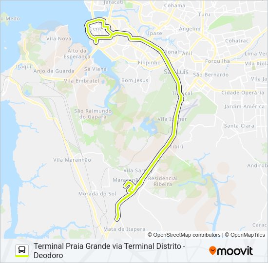 Mapa da linha T012 VILA NOVA REPÚBLICA / RODOVIÁRIA de ônibus