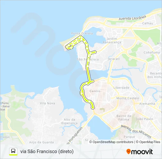 A401 PENÍNSULA / TERMINAL PRAIA GRANDE Bus Line Map