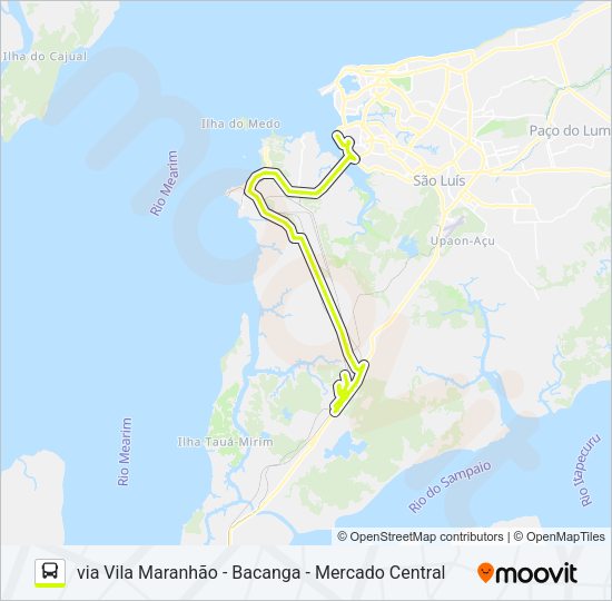 Mapa da linha T005 PEDRINHAS / TERMINAL PRAIA GRANDE de ônibus