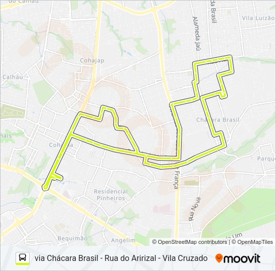 Mapa da linha A558 VIVENDAS DO TURU / TERMINAL COHAMA de ônibus